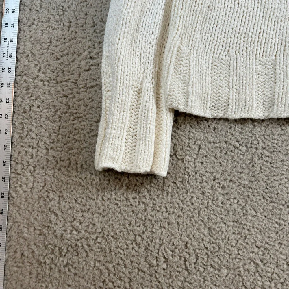 Free People Cream Chunky Knit Cotton Blend Boat Neck Sweater OB516146 Small